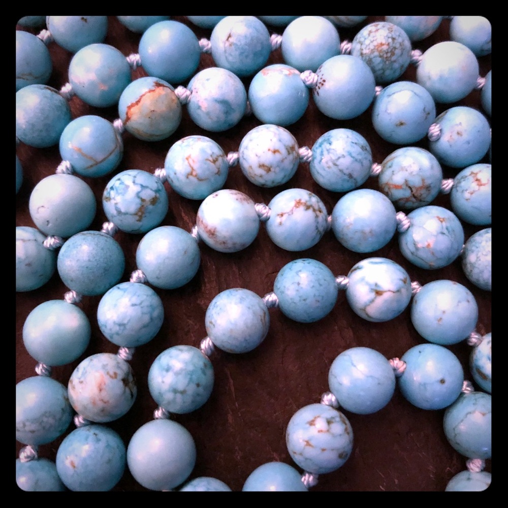 Long turquoise bead necklace